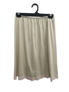 Vintage Small Beige Lace Hem Lightweight Half Slip Elastic Waist Nostalgia Core